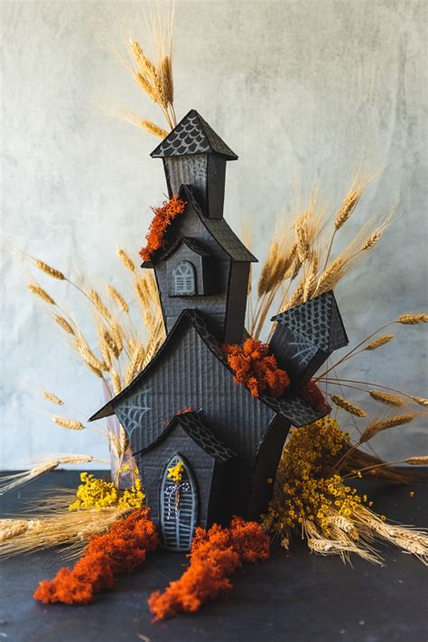 Haunted Cardboard Houses for Recycled Holiday Decor