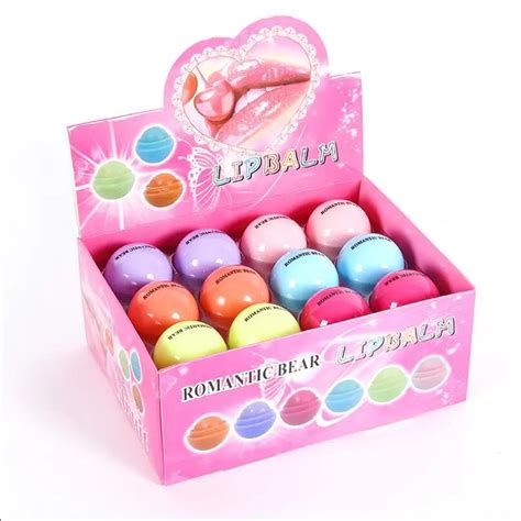 48Pcs Fruit Flavor Lip Balm Maquiagem Lipbalm Cute Round Ball Pure Natural Plant Baby Lips ...