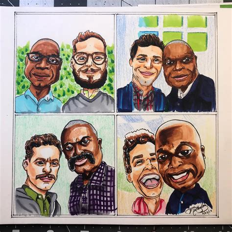 "Andre Braugher and Andy Samberg Selfies," Markers, 15cm x 15cm : r ...