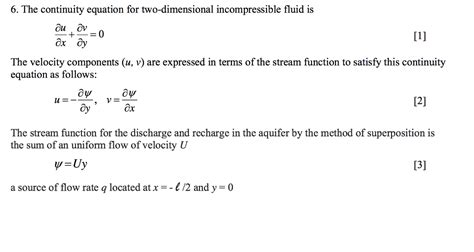 Solved 6. The continuity equation for two-dimensional | Chegg.com