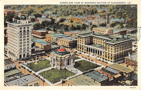 Picture Postcard - Alexandria, Louisiana - Aeroplane view of business section of Alexandria ca 1950s