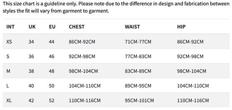 SIZING GUIDE – THRST