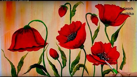 Red Poppy Flower Painting | Acrylic Painting Tutorial - YouTube