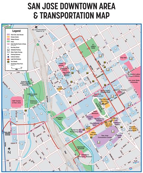 Downtown San Jose Transport Map - Ontheworldmap.com