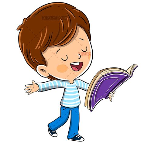 Niño con un libro leyendo en voz alta - Ilustraciones de Cuentos ...