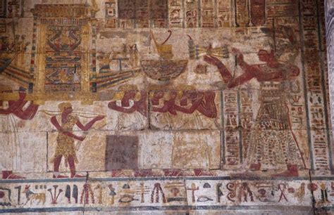 Temple of Neith and Khnum at Iunyt/Latopolis. King making adorations and fumigations before the ...