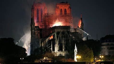 Notre Dame Cathedral on fire in Paris