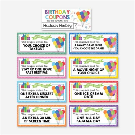 Birthday Coupon Printables | Hadley Designs | Reviews on Judge.me