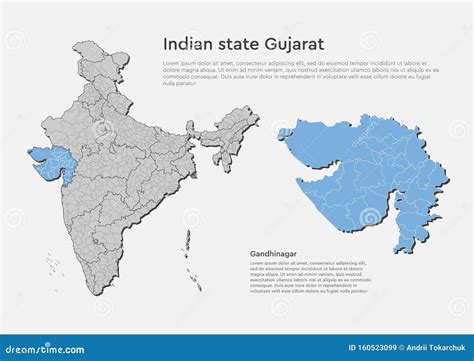 India Country Map Gujarat State Template Concept Stock Vector ...