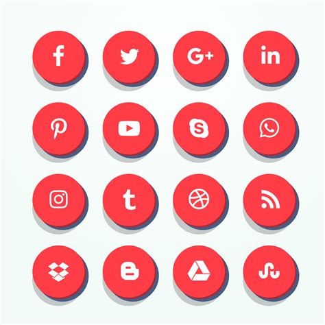 3d red social media icons pack - Download Free Vector Art, Stock ...