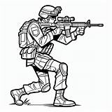 Soldier With Weapon Coloring Page sketch template