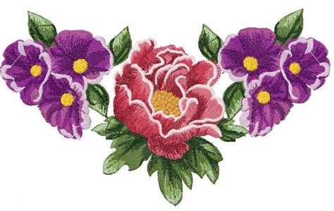 Violet flowers free machine embroidery design 2 - Flowers free machine embroide… | Flower ...