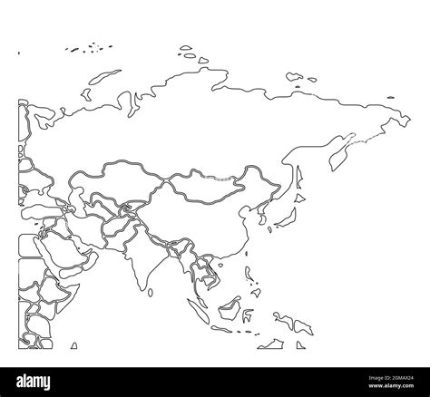 Simplified schematic map of Asia. Blank isolated continent political map of countries ...