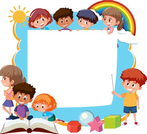 Frame template with school kids cartoon character 3303948 Vector Art at Vecteezy