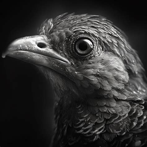 Premium AI Image | A black and white photo of a bird with a large beak.