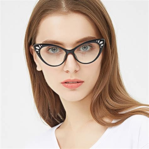 New Cat Eye Rhinestone Glasses Frame Women Brand Optical Glasses Frame ...