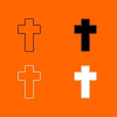 Church cross black and white color set icon . 6953170 Vector Art at ...