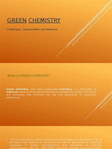 Green Chemistry: Challenges, Opportunities and Advances | PDF | Green ...