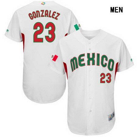 Men's Mexico Baseball #23 Adrian Gonzalez Majestic White 2017 World ...