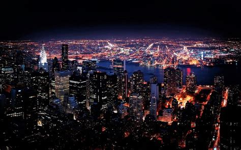 Aerial View of New York City at Night