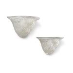 A pair of Art Deco style 'Geranium' frosted glass wall sconces ...