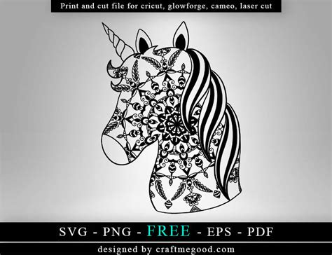 Free Svg For Cricut, Mandala Unicorn Free SVG, Cricut Svg Cut Files, Glowforge File - Craftmegood