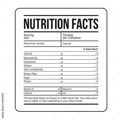 Nutrition Facts label template vector Stock Vector | Adobe Stock