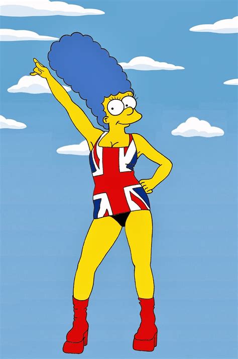 Marge Simpson Geri Halliwell union jack dress Art Cartoon Illustration Satire Sketch Fashion ...