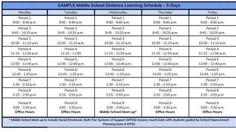 Back to School in U-46 / Middle School Sample Schedules