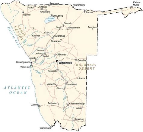 Map of Namibia - Cities and Roads - GIS Geography