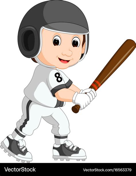 Baseball player kid cartoon Royalty Free Vector Image