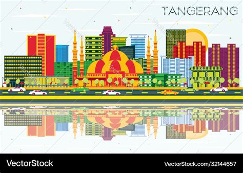 Tangerang indonesia city skyline with color Vector Image