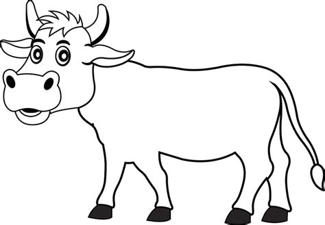 Animals Black and White Outline Clipart - funny-cartoon-cow-black ...