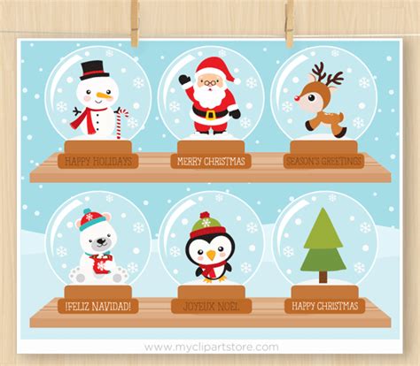 Christmas Snow Globes - Premium Clip Art by MyClipArtStore