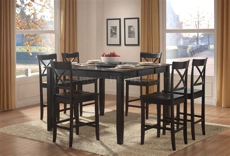 Black Finish Modern Counter Height Dining Table w/Options