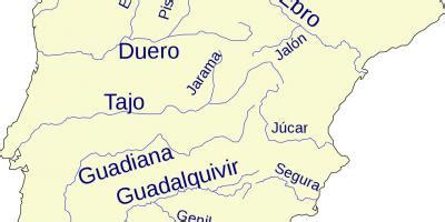 Rivers in Spain map - Spain river map (Southern Europe - Europe)