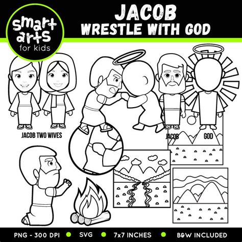 Jacob Wrestle with God Clip Art bible based bible | Etsy