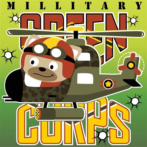 Funny cat on military helicopter, military theme cartoon, vector ...