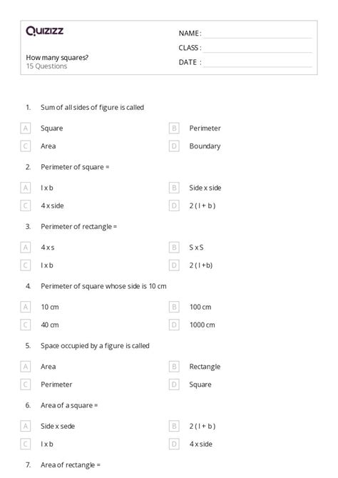 50+ Squares worksheets for 5th Class on Quizizz | Free & Printable