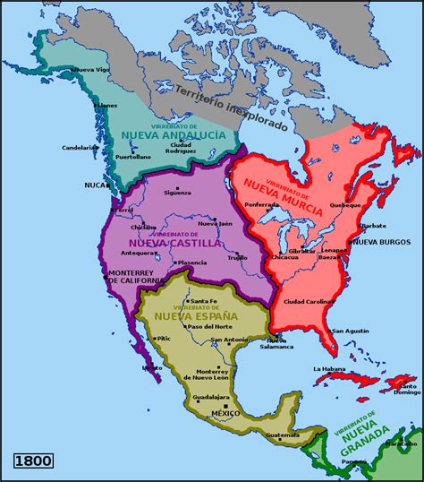 Map Of North America In 1800 - Cities And Towns Map