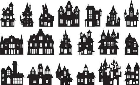 Halloween haunted house silhouette set 15826950 Vector Art at Vecteezy