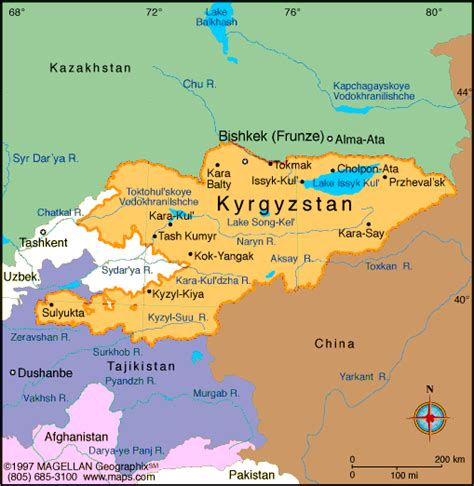 Kyrgyzstan Map | Infoplease