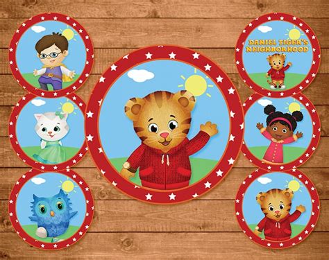 Daniel Tiger Cupcake Toppers Red Stars Daniel Tiger Stickers | Etsy