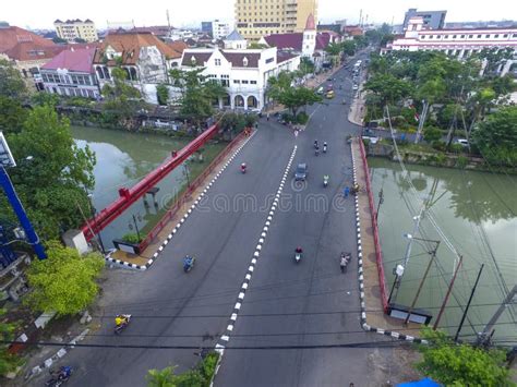 Aerial View the `Jembatan Merah` Stock Photo - Image of historical ...