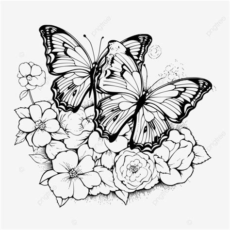 Dibujos Para Colorear Alegres Mariposas En Vuelo Para Niños Vector PNG ...