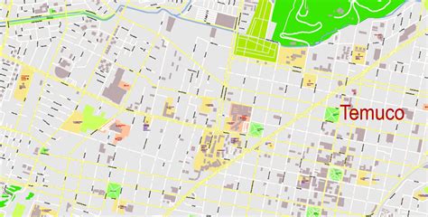 City Map Temuco Vector Urban Plan Adobe PDF Editable Street Map