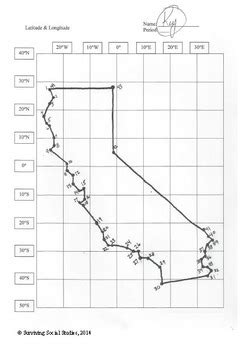 California State Latitude & Longitude Coordinates Puzzle - 44 Coordinates