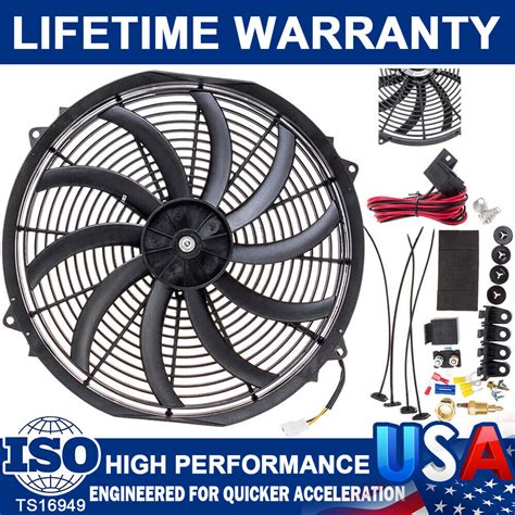 16Inch Electric Radiator Cooling Fan Thermostat Kit 3500 CFM Reversible ...