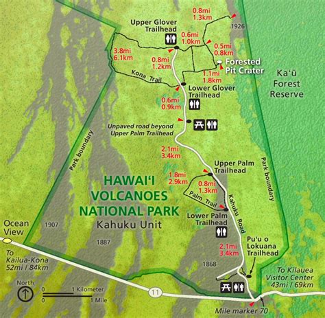 Hawaiʻi Volcanoes Kahuku map