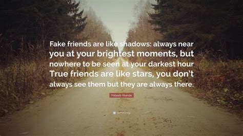 Habeeb Akande Quote: “Fake friends are like shadows: always near you at your brightest moments ...